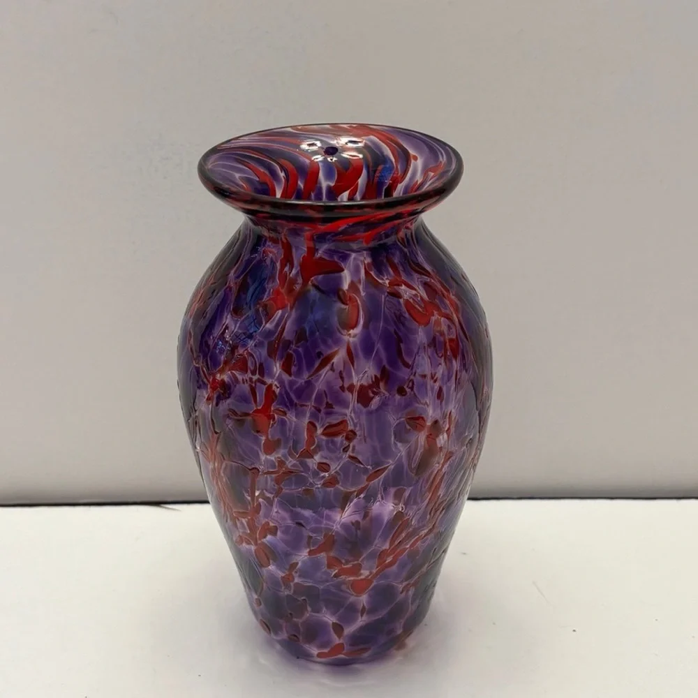 Purple and Red Art Glass Vase